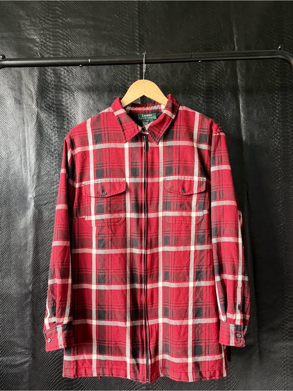 Lauren Ralph Lauren Women’s Red Plaid Flannel Style Zip Up Wool Jacket Size 2X